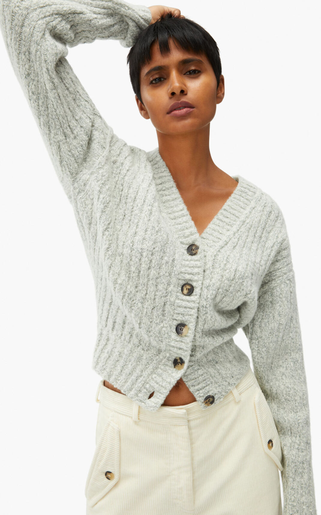 Cárdigan Kenzo Ribbed in recycled cashmere Mujer Blancas - SKU.5407032